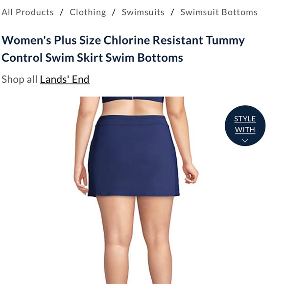 Land's End- Tummy Control- Deep Sea Navy Swim Skirt ~ Size: 22W - Picture 1 of 5